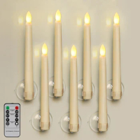 LED Electronic Candles Timed Remote Long Taper Christmas Candles Flicker Wedding Decoration Windows Candles With Suction Cups