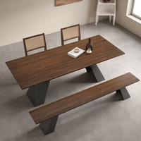北歐 餐桌 餐桌椅組合 設計師實木餐桌椅組合現代簡約家用網紅飯桌工業風復古會議大板桌