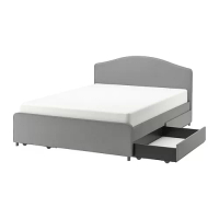 HAUGA 軟墊式床附4個收納盒, vissle 灰色, 180x200 公分