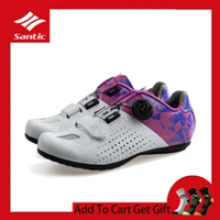 Santic New Road Cycling Shoes Women All Terrain Non-locking Breathable Mountain Bike Shoe Leisure Road Bicycle Flat Shoes 36-39