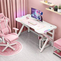 Home Desktop Computer Desks Gaming Table and Chair Set Office Furniture Pink and White Study Desk Bedroom Live Broadcast Table