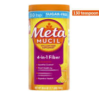 MetaMUCIL 美達施 4合1無糖膳食纖維粉 - 香橙味 130劑 (754克)*不同包裝版本可能隨機出貨* 四合一 洋車前子殼粉 代餐 
