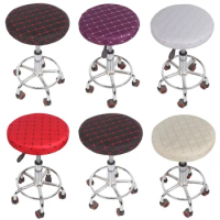 Round Stool Cover Swivel Chairs Cover Elastic Bar Stools Covers with Thicken Foam Seat Protector for Hair Salon Hotel Decor