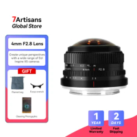 7Artisans 7 Artisans 4mm F2.8 Circular Fisheye Prime Lens For Sony E Fujifx Micro 4/3 Canon EOS-M Mount Mirrorless Cameras