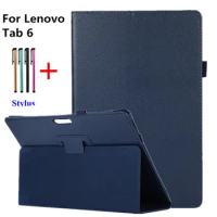 Cover for Lenovo Tab 6 Case 2021 Flip Stand Coque for Lenovo Tab 6 2021 Capa Auto Wake Sleep Magnetic Protective Shell/Skin +Pen