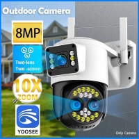 Yoosee 8MP 4K สามเลนส์กล้องไร้สายหน้าจอความละเอียดสูงกล้องวงจรปิด Wifi แพนเอียงกลางแจ้ง
