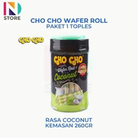 Cho Cho Wafer Roll Stick Rasa Chocolate/Coconut/Strawberry/Tiramisu Kemasan 260gr ChoCho Coconut 260