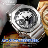 Casioak MOD Kit Compatible Casio Men's G-SHOCK GM2100 GM-2100B Metal Watchband Bracelet Stainless Steel Strap Strip With Tool