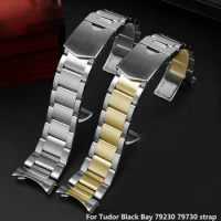 22mm Solid Stainless Steel Watchband For Tudor Black Bay 79230 79730 Heritage Chrono Watch Strap Wrist Bracelet On No Rivet