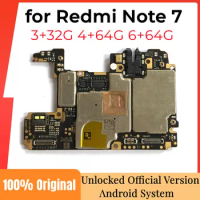 Unlocked Original Motherboard for Xiaomi Redmi Note 7, Logic Boards, Global Version, 64GB, 32GB, 128GB