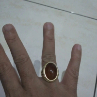 Batu akik ring kuningan model antik