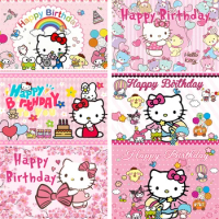 Kuromi Hello Kitty Party Backdrop Decor Baby Girl Kids Birthday Photography Background Charmmy Photo Studio Banner