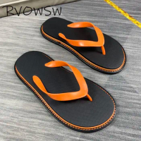 RVOWSW designer men's casual slippers beach herringbone flip flop flat bottom fashionable slippers