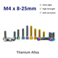 1Pcs Titanium Bolt M4 X 8 10 13.5 15 20 25mm Allen Key Small Head Screw for Bicycle Rear/Front Derailleur H/L Adjustment