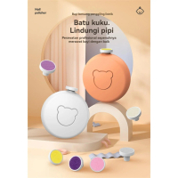Set Manikur Pencukur Kuku Bayi Elektrik 5in1, Alat Gantung Kikir Kuku + Lampu Aman Tanpa Luka, Non-T