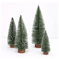 Artificial Christmas Tree Figurine Sisal Silk Cedar Pine Tree Mini Miniature Micro Landscape New Year Fairy Garden Decor