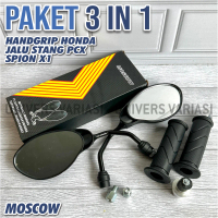 AKSESORIS MOTOR 3 IN 1 HANDGRIP HONDA STANDAR ORIGINAL HANFAT HANDFAT GRIP HITAM SEPASANG KIRI KANAN