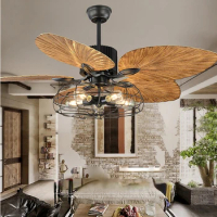 42/52 Inch Tropical Ceiling Fan Five Palm Leaf Blades Damp Rated Bronze Industrial ceiling fan