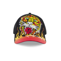 【Ed Hardy】EMBROIDERED TIGER FLAME 電繡老虎圖騰 帽球帽 鴨舌帽 帽子(美國進口平行輸入)