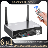 6 IN 1 Digital To og Converter Bluetooth 5.3ตัวรับสัญญาณ Optical Coaxial AUX RCA USB TF DAC อะแดปเตอร์เสียงไร้สาย