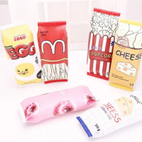 1pcs/lot Snacks Style Kawaii Chips Cheese Popcorm Fast Food PU Pencil Cases Delicious foodbag design pencil bag Funny gift