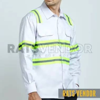 Ratsvendor Kemeja Safety K3 / Wearpack Proyek Tambang / Baju Kerja HSE Warna Putih 3XL