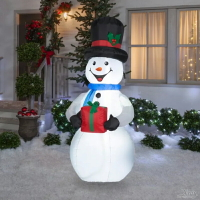 充氣-雪人抱禮物包，大型充氣 聖誕佈置 充氣擺飾好收納 聖誕充氣 雪人擺飾，X射線【X252339】