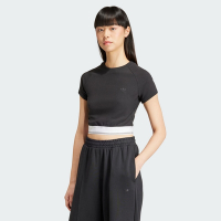 ADIDAS CS RIB SS TEE 三葉草 女短袖上衣-黑-IT9771