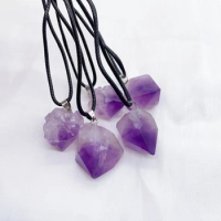 Natural Amethyst irregular Clavicle Pendant Rough Crystal Cluster Stone Lady Fashion Jewelry Energy Healing Lucky Necklace Gift