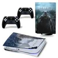 SKYRIM Skin Sticker Decal Cover for PS5 Disk Edition for PS5 Game Console and 2 Controllers PS5 Skin Sticker #3752