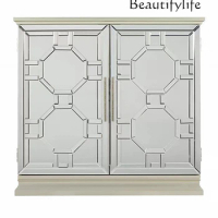 American-Style Light Luxury Simple Retro Locker Living Room Solid Wood Hallway Cabinet Aisle Mirror Decorative Cabinet