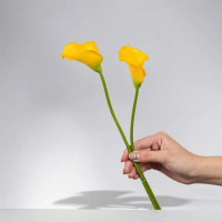 【Floral M】氣質仙女黃色海芋仿真花花材 （5入組）(人造花/塑膠花/假花/裝飾花)