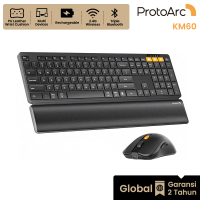 ProtoArc KM60 Keyboard Mouse Wireless Combo Full Size Dual Bluetooth + 2.4G Rechargeable dengan Wris