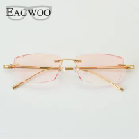 Titanium Eyeglasses Men Rimless Prescription Reading Photochromic Progressive Glasses Frameless Spectacle Color lens 8005