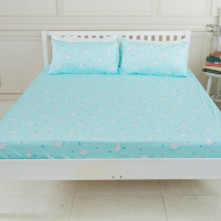米夢家居-台灣製造-100%精梳純棉雙人5尺床包三件組-北極熊藍綠