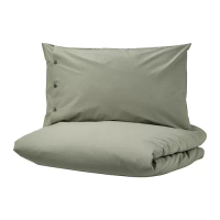 KRÅKRISMOTT 被套附一個枕頭套, 淺綠色, 150x200/50x80 公分