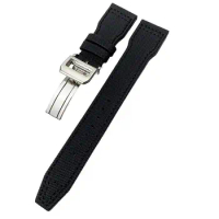 HAODEE 20mm 21mm 22mm High Density Nylon Calfskin Watchbands Fit for IWC Big PILOT IW5009 TOP GUN IW3880 Leather Watch Strap