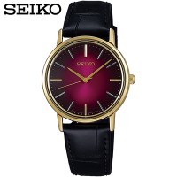 SEIKO 精工 精工皮帶石英女錶-漸層酒紅紫(SCXP138J)
