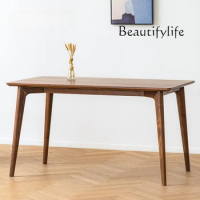 North Island Dining Table Design Handmade Mortise Nordic Solid Wood Pewter Black Walnut Wood Table
