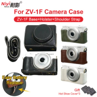 Portable PU Leather Cover Camera Bag for Sony ZV-1F Vlog Protective Shell for Sony ZV1F Camera Case With Strap Base Open battery