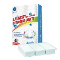90pcs Laundry Tablets Sheet Concentrated Detergent Sheets Eco-Friendly Laundry Soap No Waste Laundry Detergent Clothes Supplies