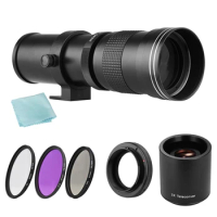 Camera MF Super Telephoto Zoom Lens F/8.3-16 420-800mm T Mount + UV/CPL/FLD Filters Set for Canon EF-mount EOS Rebel T7 T7i T6