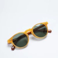 Gregory Peck Vintage Sunglasses Designer Sunglasses for Women Green Lens 2022 Acetate Retro Round Polarized Sun Glasses