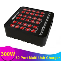 300W Multi USB Charger Hub Station 60 Ports Fast Charging Wall Charger for iPad iPhone 11 12 13 Pro Max Samsung Tablet Usb