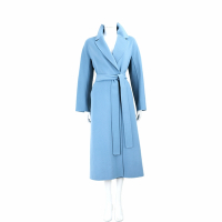 MAX MARA-’S Max Mara Eliot 純色雙釦綁帶水藍純羊毛大衣 外套