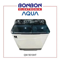 AQUA Mesin Cuci 2 Tabung 9 KG QW-9010HT / QW-9010HT - Low Watt - Dynamic Soak - Big Pulsator DUS BAW