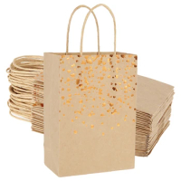 New 25Pcs Paper Bags Kraft Gift Bags For Christmas Birthday Party Wedding Celebrations Candy Cookie Packaging Bags