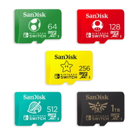 SanDisk 任天堂 Switch 64G 128G 256G 512G 專用 記憶卡 V30 U3 C10 A1 UHS-1 100MB/s 限定塗裝款 Nintendo 馬力歐 耀西 動物森友會 switch【APP下單4%點數回饋】