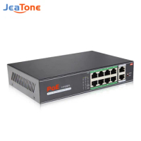 Jeatone PoE Switch 8Port Network Switch 48V 2+8 Ports Ethernet IEEE 802.3af/at For IP camera/Wireless AP/CCTV Camera 250m
