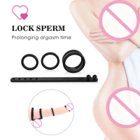 Combination Penis Ring Cock Scrotum Lock Semen Restraint Ring Delayed Ejaculation Erection Enhancement Men Dick Ring Adjustable